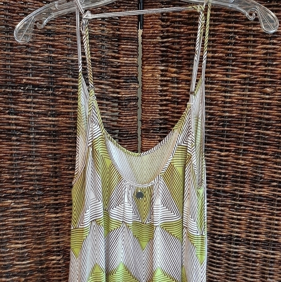 Billabong Geometric Print Cutout High Low Maxi Dress Green Brown Size Large - Picture 6 of 11